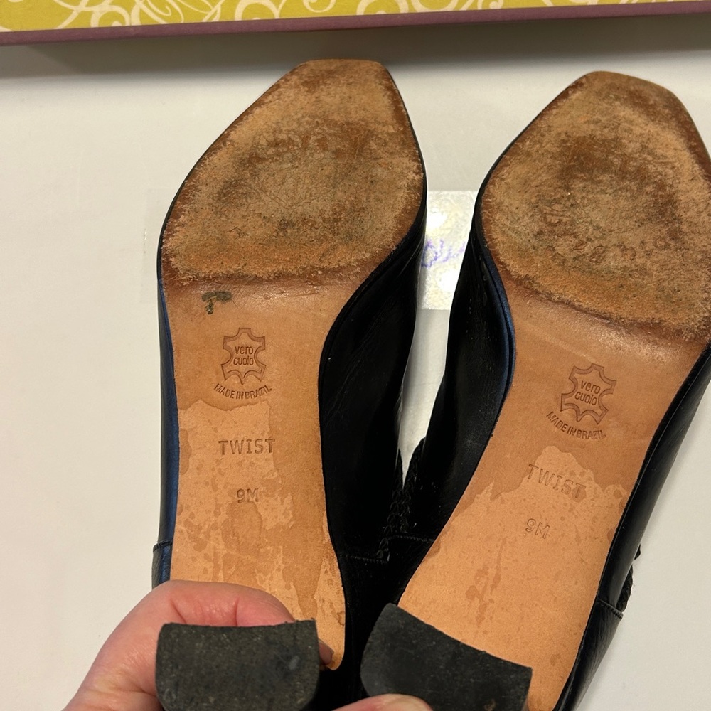 Brighton Black Leather Mules with Silver Accent. Size 9M. Good condition - Picture 6 of 9